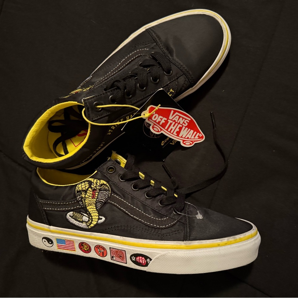 Vans Black and Yellow Cobra Patch Sneakers